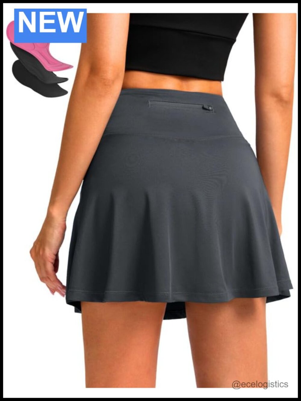Women's Cycling Skort with 4D Padded Shorts, High Waist, Pockets